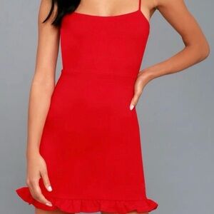 Lulus red Spoonful of Sass mini ruffle dress small